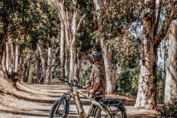 Fat tire electric bike EMB technology on a rugged trail.